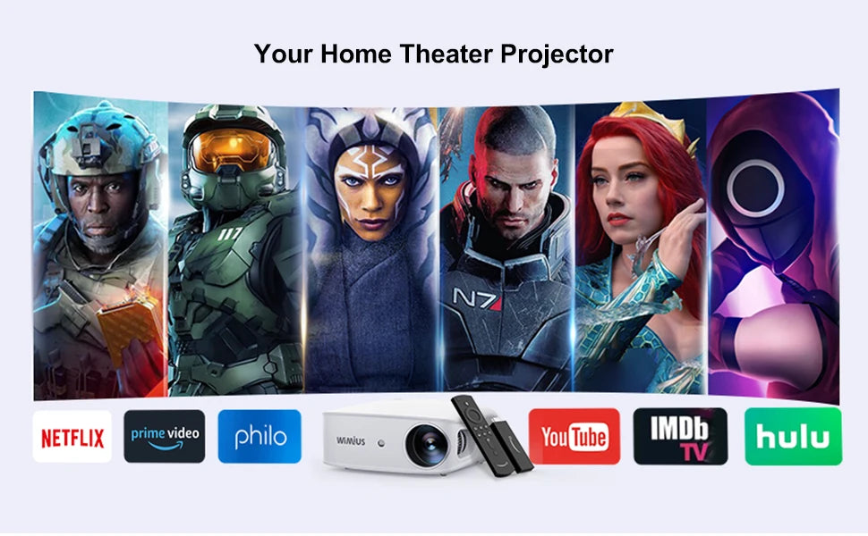 WiMius 15000 Lumens Portable Bluetooth Home Cinema Projector