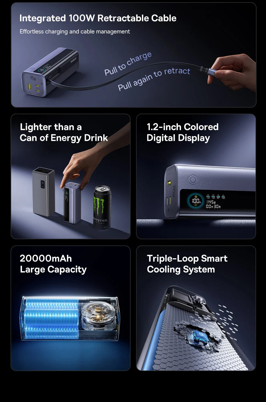BASEUS EnerGeek GR11 20000mAh Fast Charging Portable Charger and Power Bank