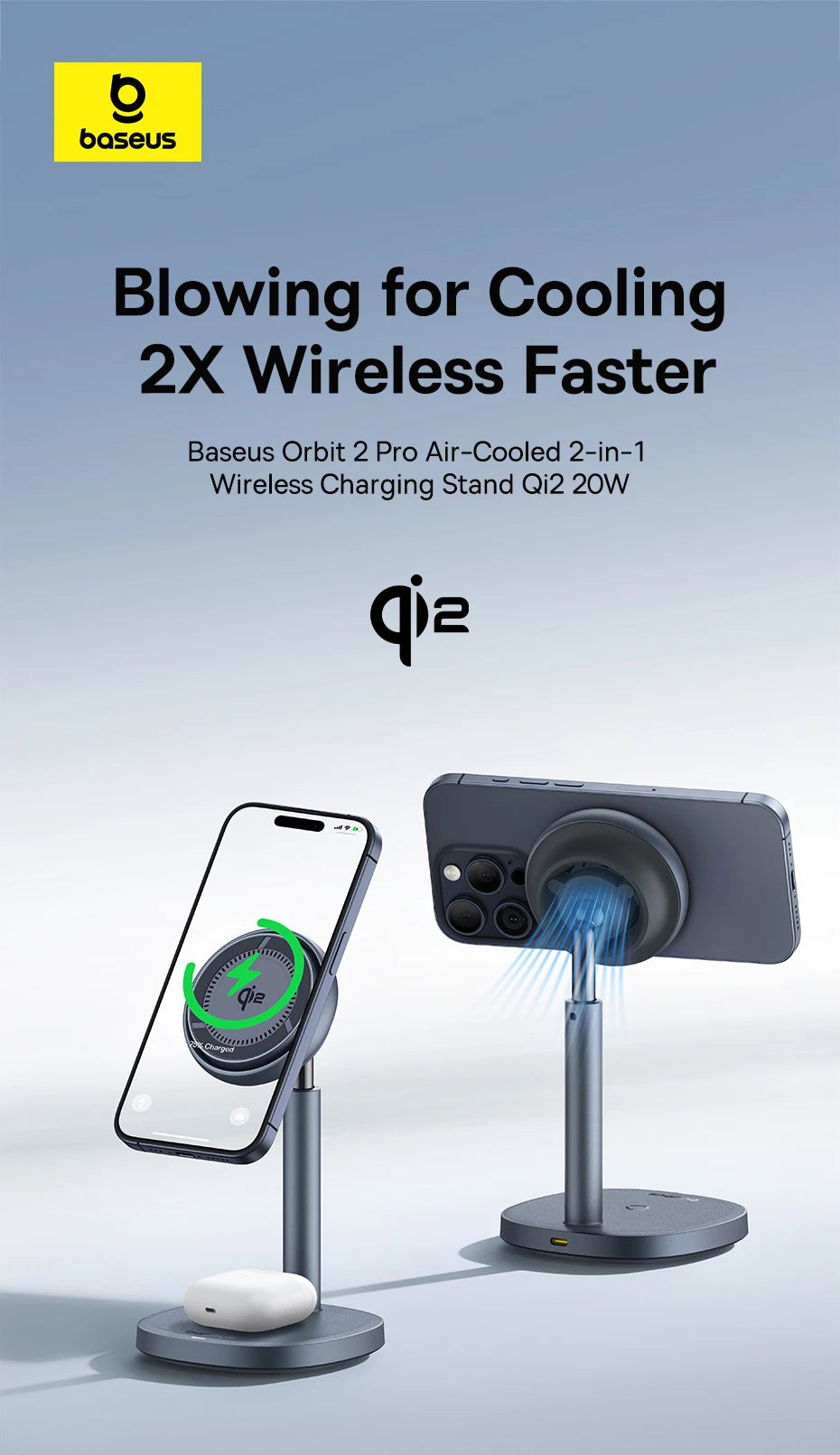 BASEUS Orbit 2 Pro Air-Cooled 2in1 Wireless Charging Stand