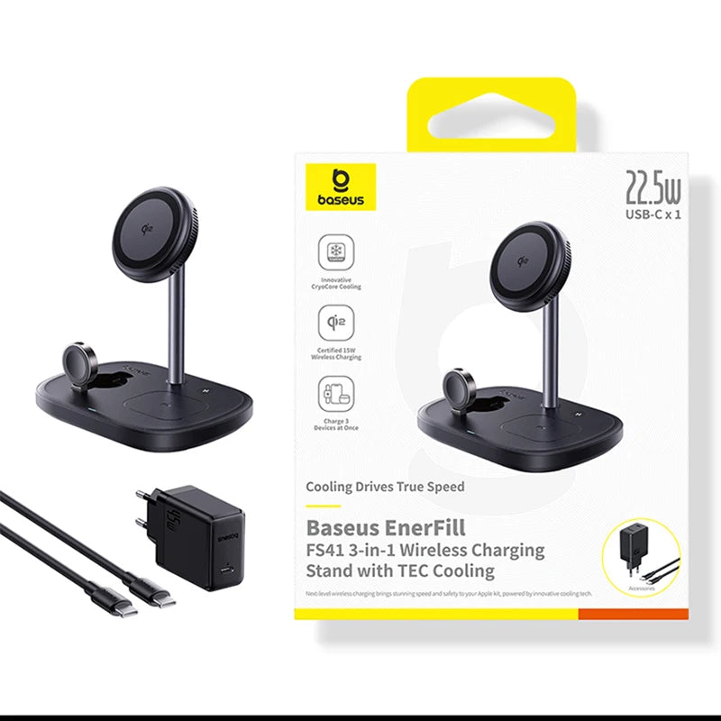 BASEUS Enerfill FS4 3in1 Wireless Charging Stand with TEC Cooling
