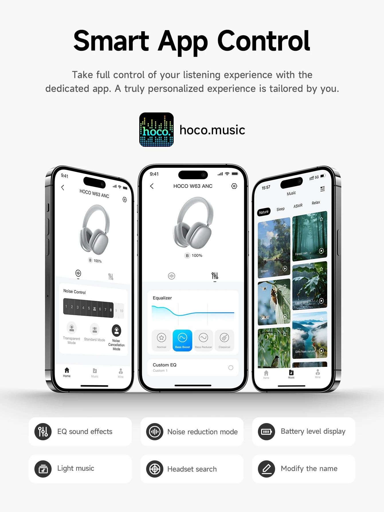 HOCO W63 Noise Cancelling Bluetooth Wireless Headphones