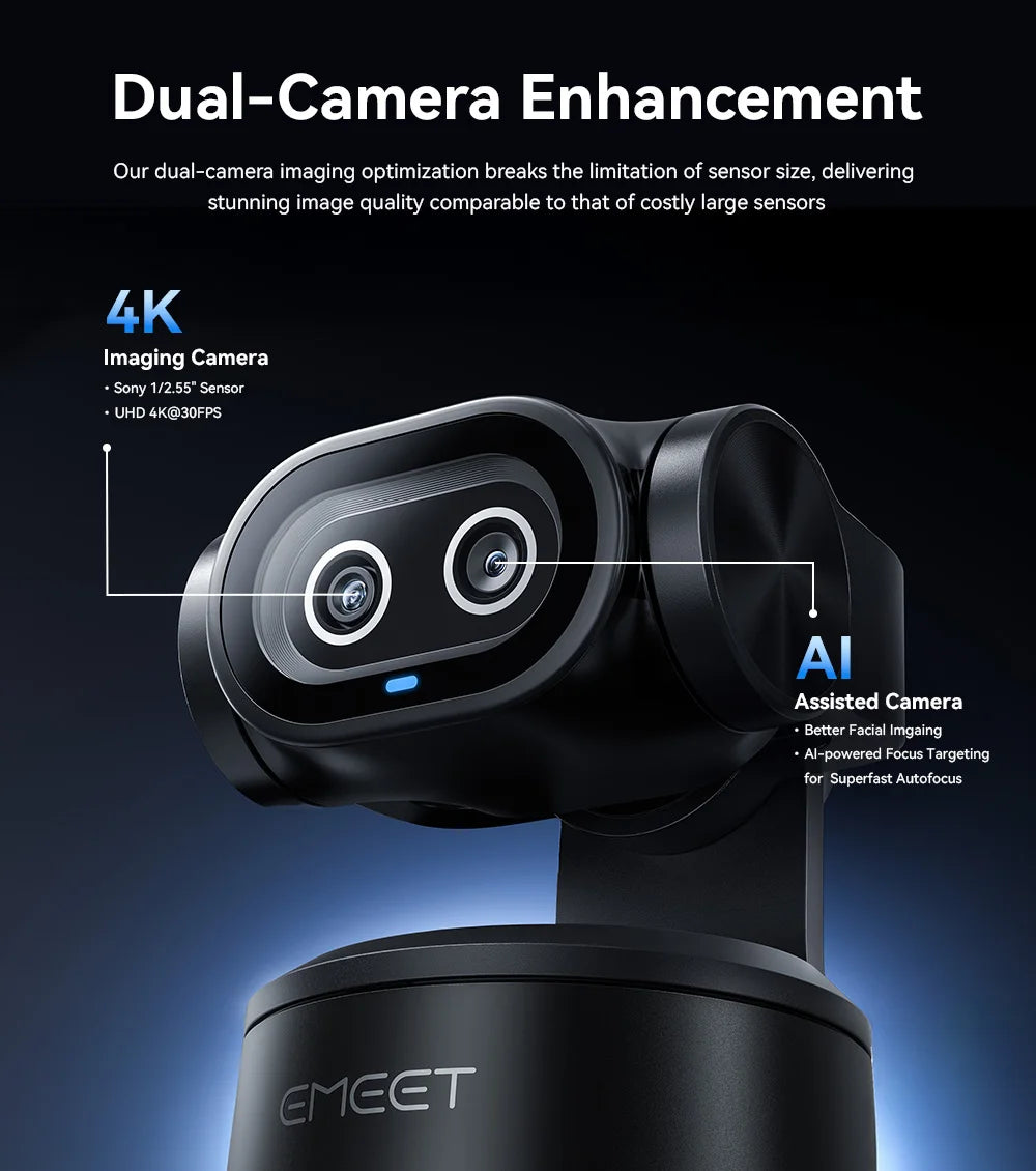 EMEET PIXY 4K Dual-Lense AI Tracking Streaming Webcam