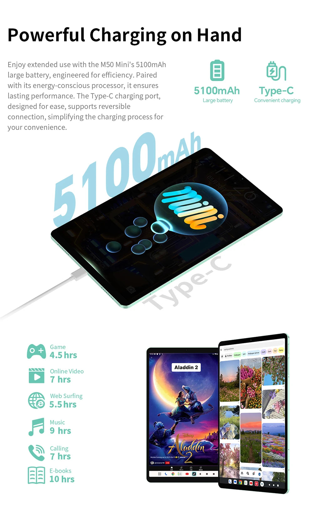 TECLAST M50 Mini 8.7" WiFi Android Tablet - 128GB, Green