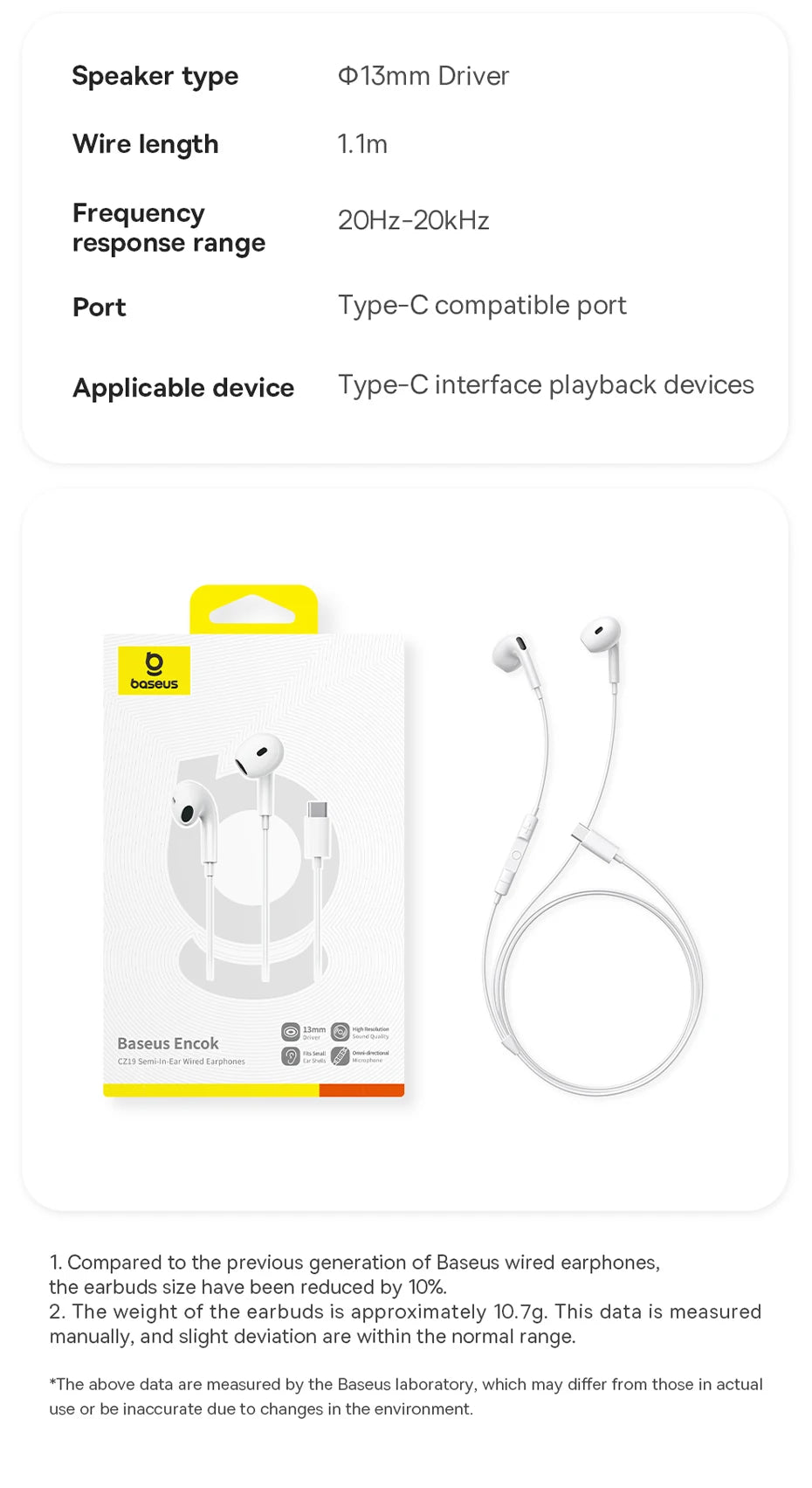 BASEUS Encok CZ19 In Ear Wired Earphones