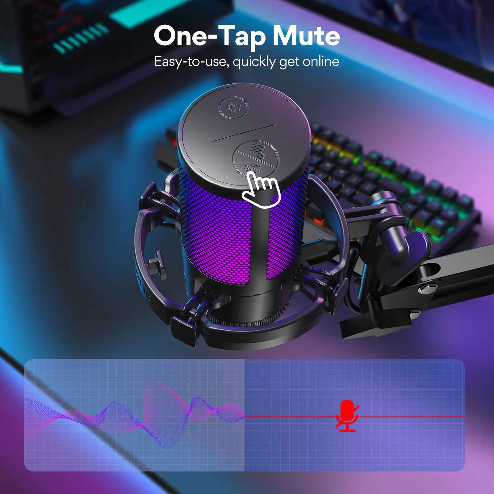 MAONO DGM20S RGB Streaming Microphone & Boom Arm