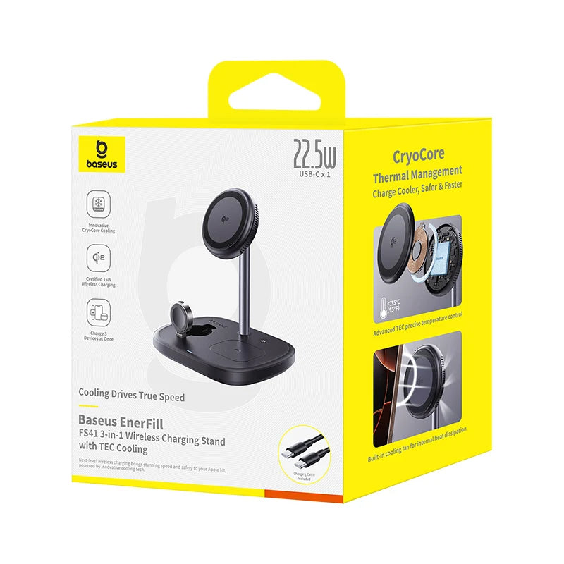 BASEUS Enerfill FS4 3in1 Wireless Charging Stand with TEC Cooling