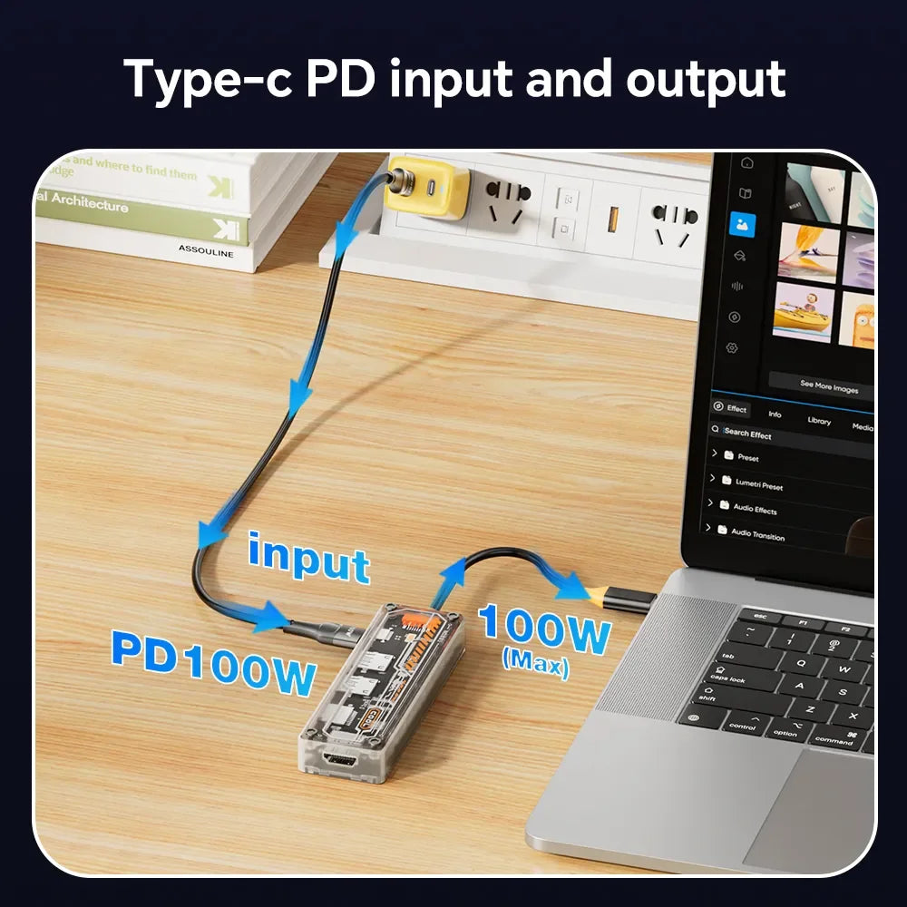ASOMETECH 6in1 Multiport Adapter Type-C Connection Hub