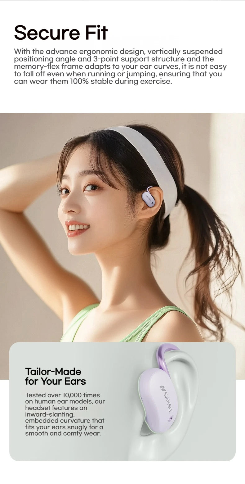 SANSUI W15 Bluetooth Wireless Open Ear Headphones