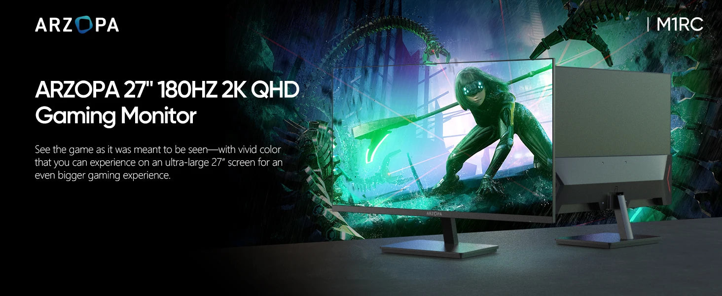 ARZOPA 27" 180Hz 2K QHD Gaming Monitor - Black