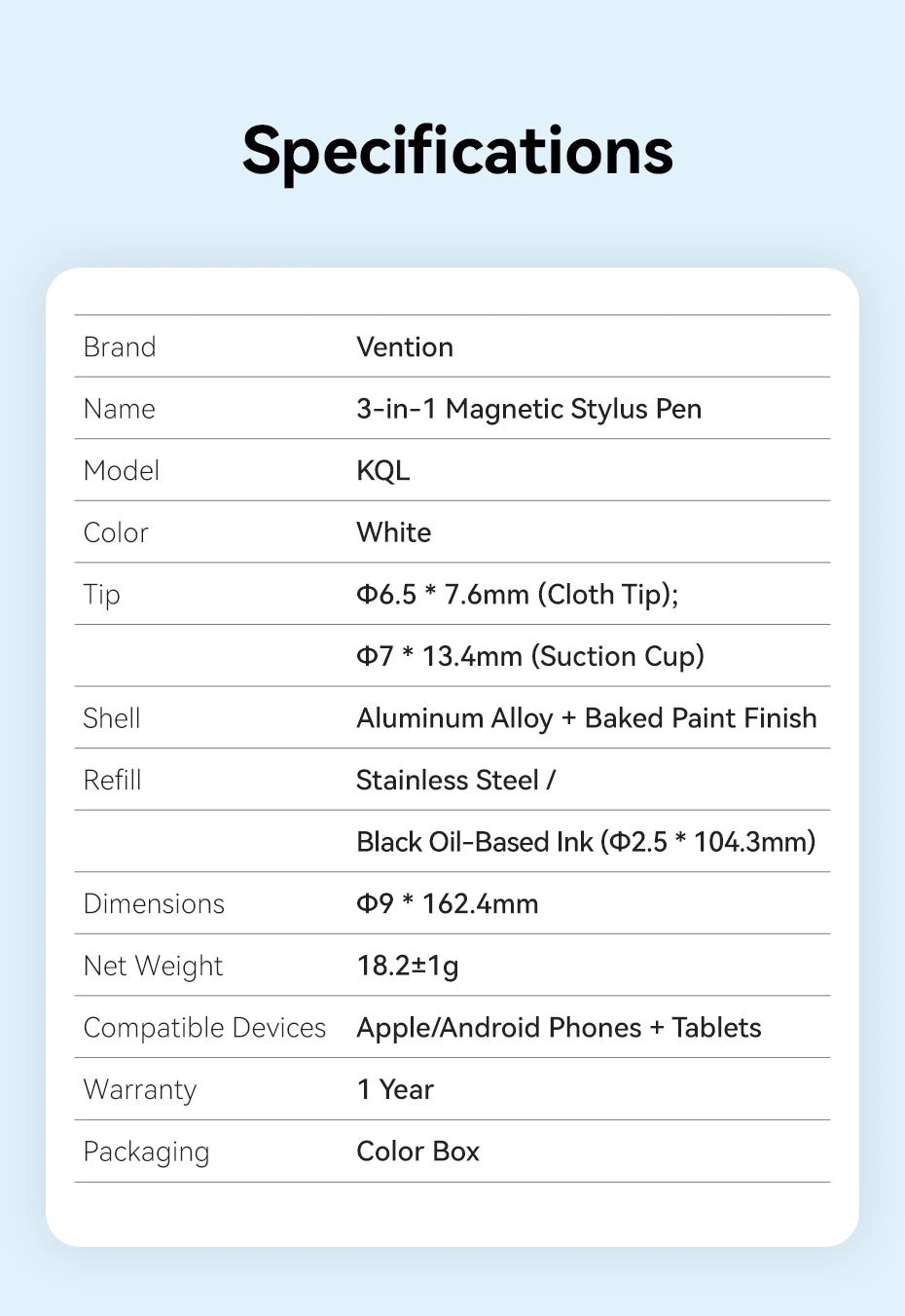 VENTION 3in1 Magnetic Stylus Pen for Apple iPad