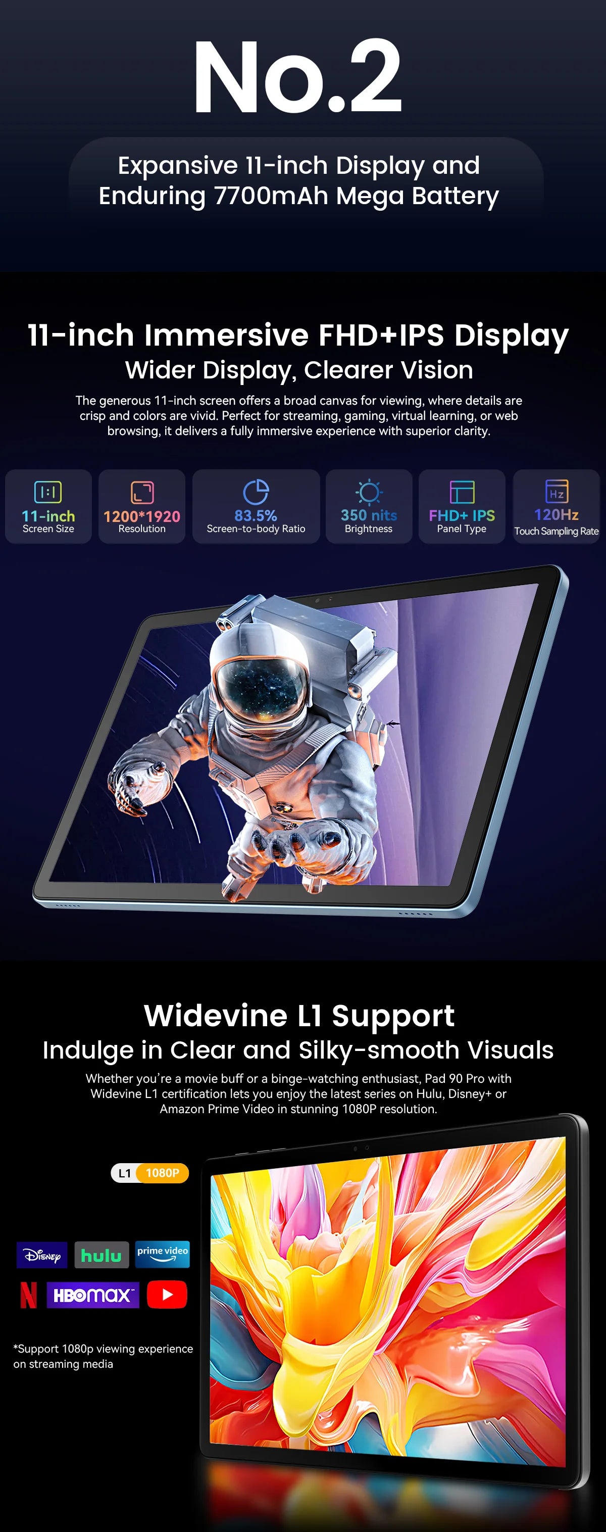 BLACKVIEW Oscal Pad 90 Pro 11" FHD 4G Android Tablet - 256GB