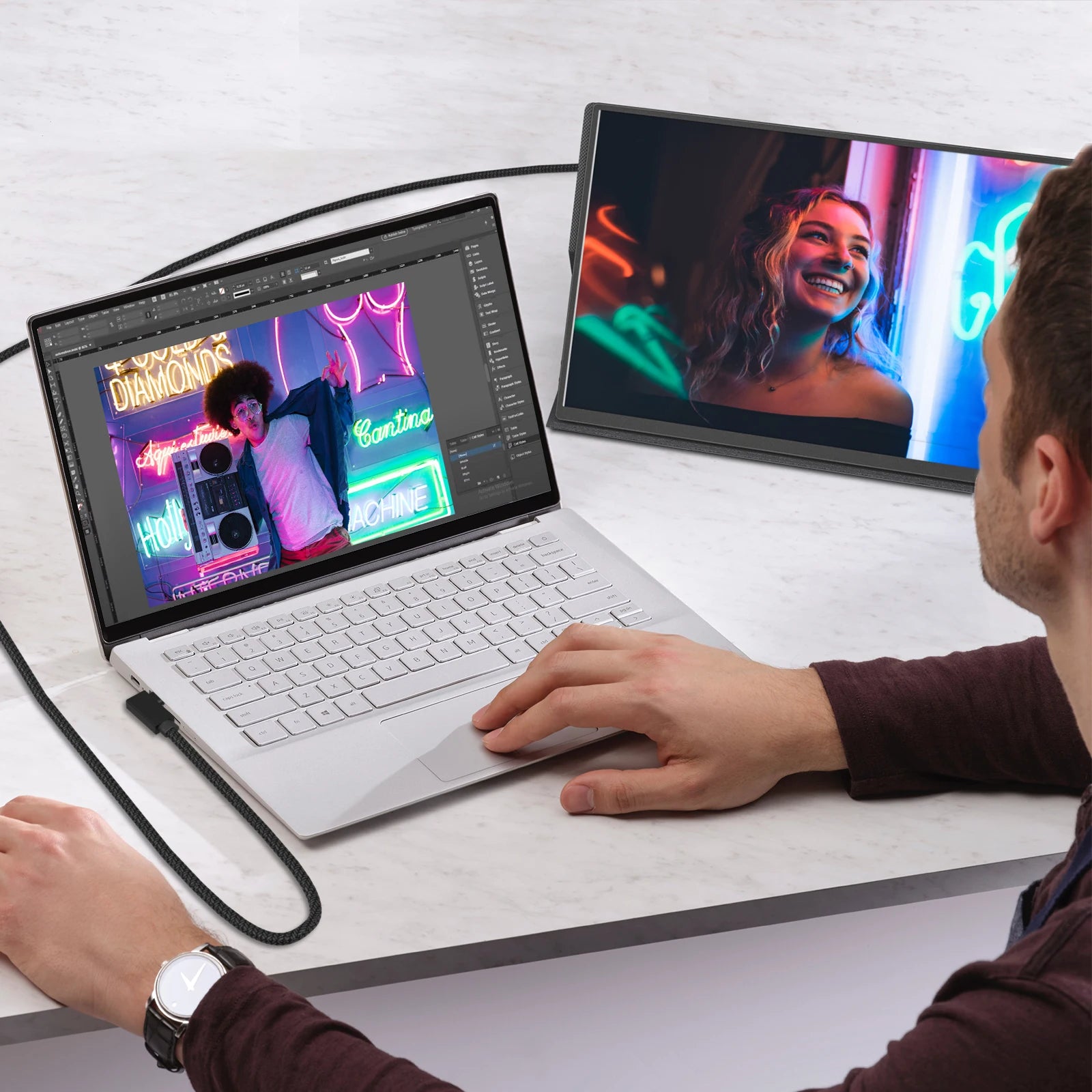 DOPESPLAY 2K Full HD 16.0" Portable Monitor with Integrated Stand