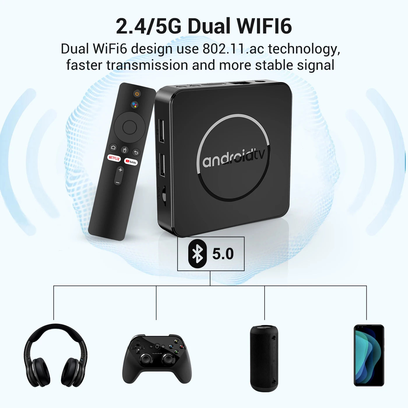MORTAL Q1 4K Android TV Box with Google Assistant