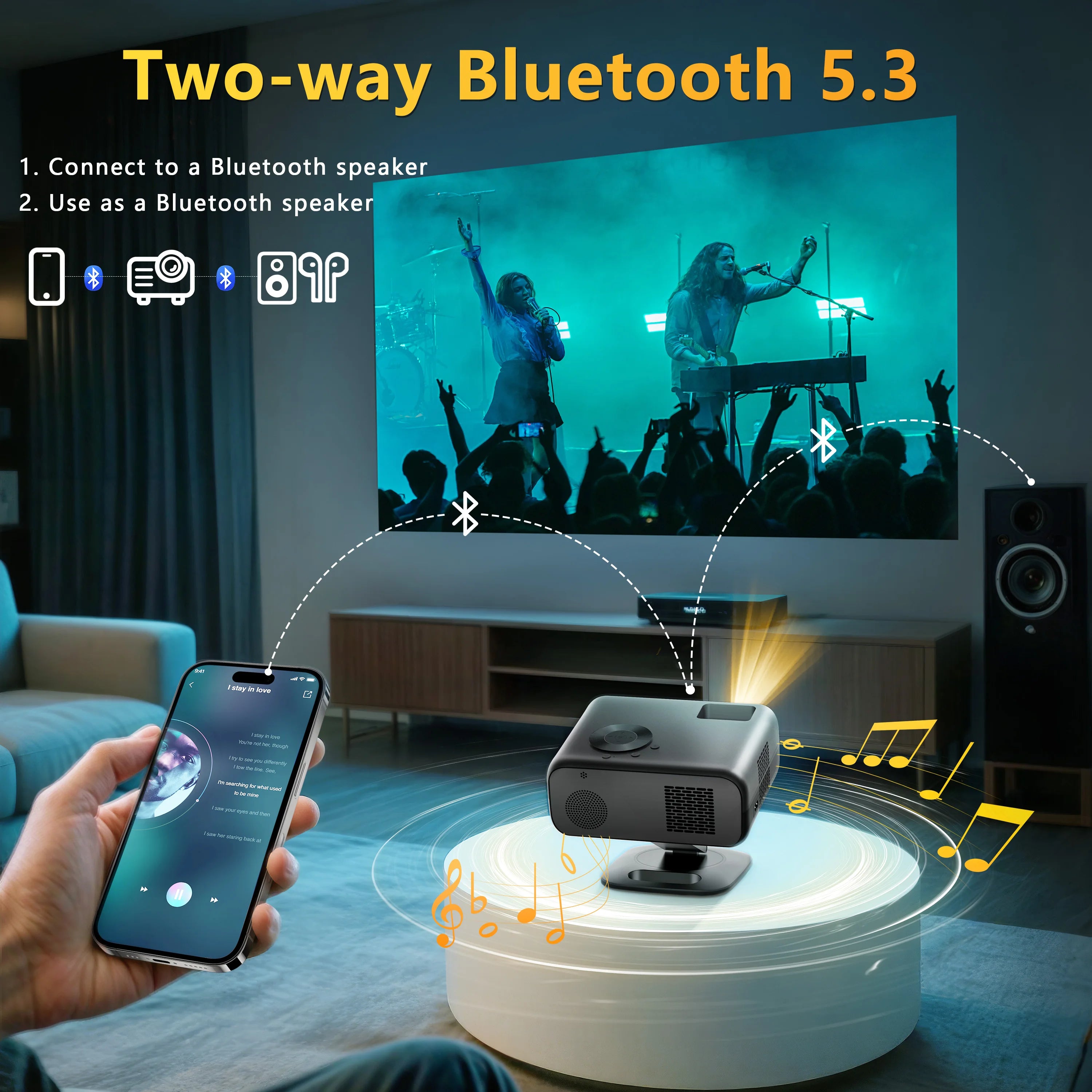 HORLAT M4 25000 Lumens 4K Smart Home Cinema Projector & Stand