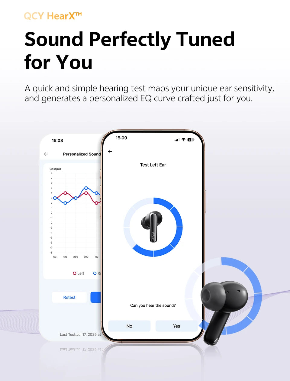 QCY MeloBuds N70 Adaptive Noise Cancelling Bluetooth Wireless Earphones