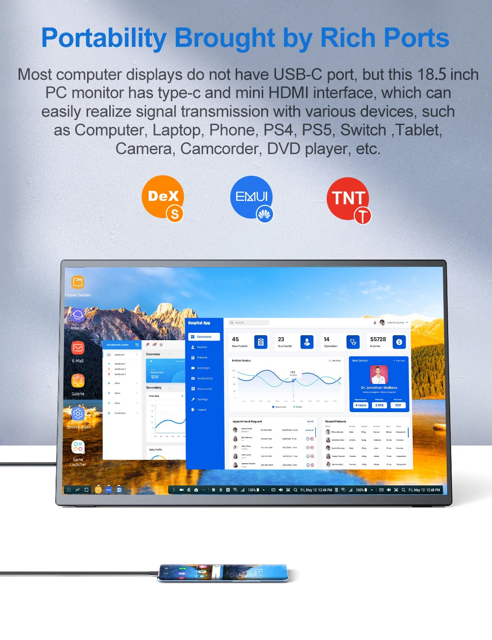 UPERFECT UMax FHD 18.5" Portable Monitor with Integrated Stand