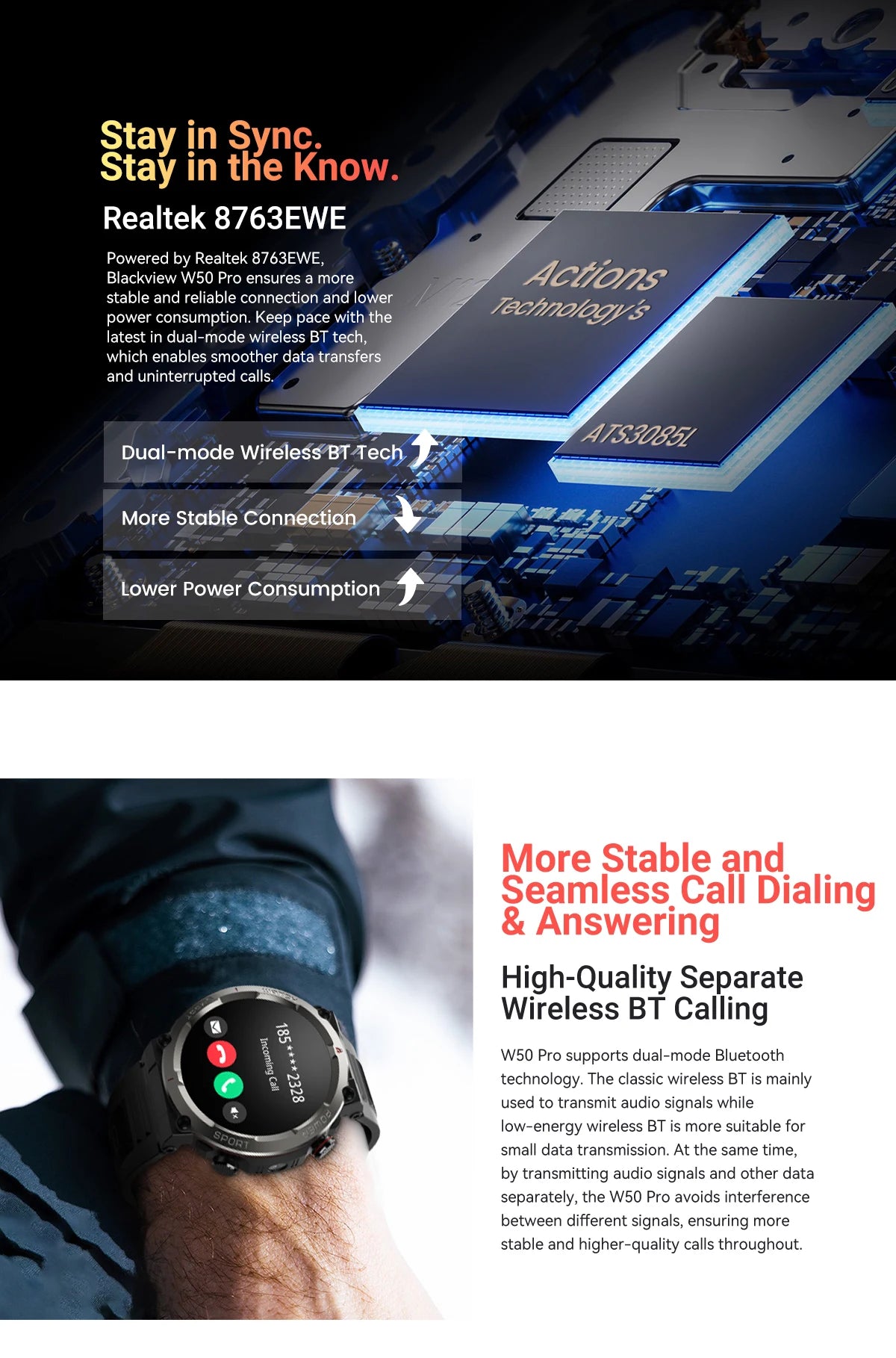 BLACKVIEW W50 Pro 1.45" Tactical Smart Watch