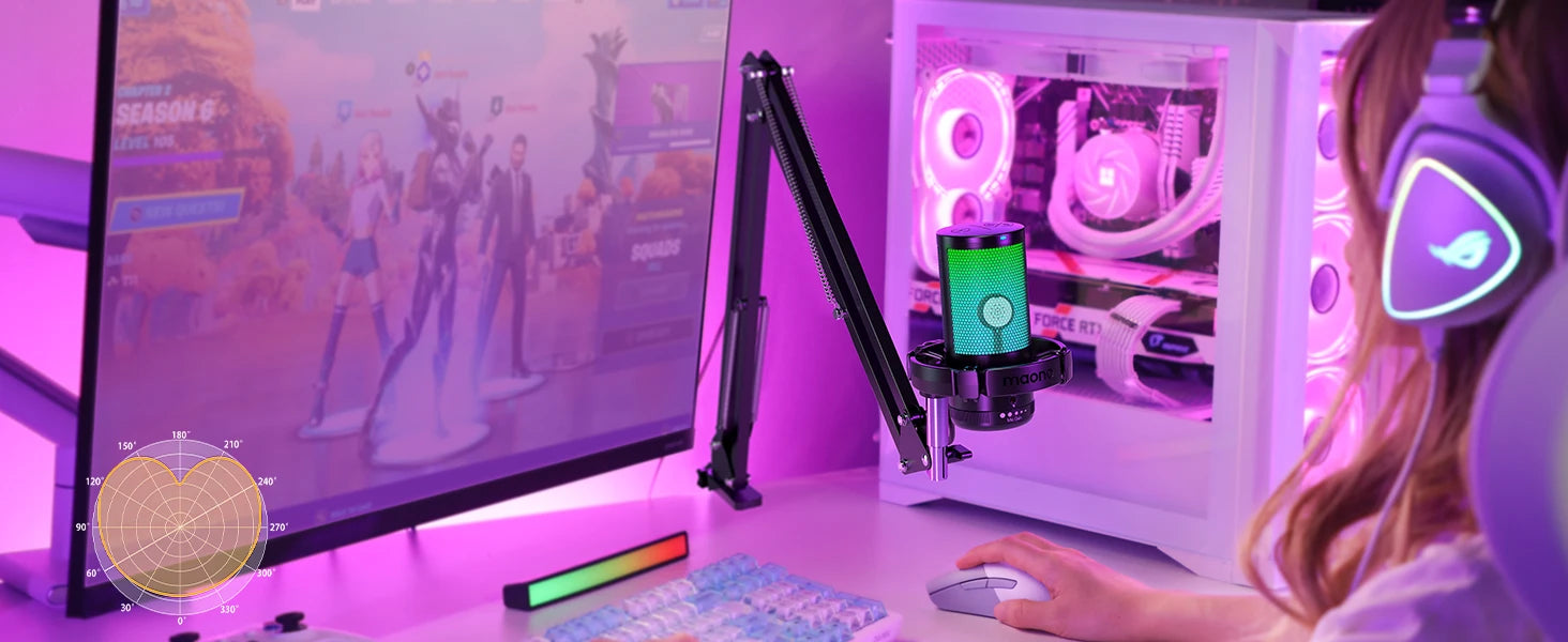 MAONO DGM20S RGB Streaming Microphone & Boom Arm