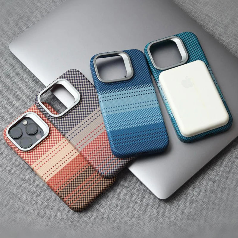 Carbon Fibre Textured MagSafe Case for iPhone with Stand