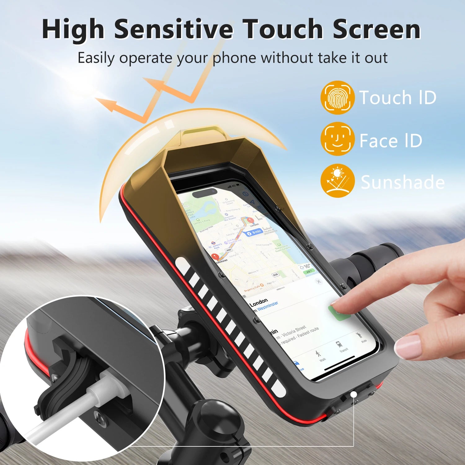 UNTOOM Universal Waterproof Quick Lock Bike Phone Holder