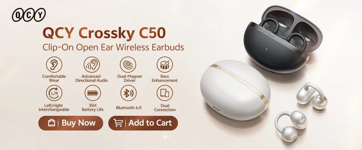 QCY Crossky C30S Clip-on Open Ear Wireless Bluetooth Earbuds