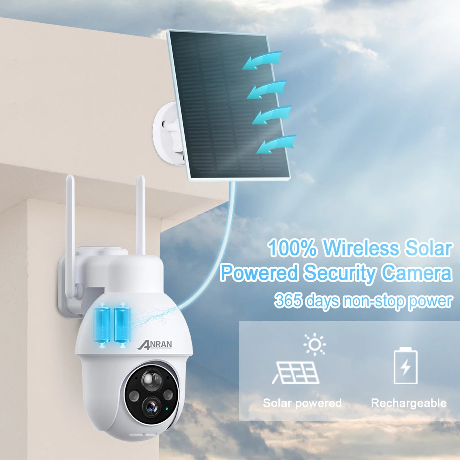 ANRAN 5MP Solar Powered WiFi Smart Home Security Camera