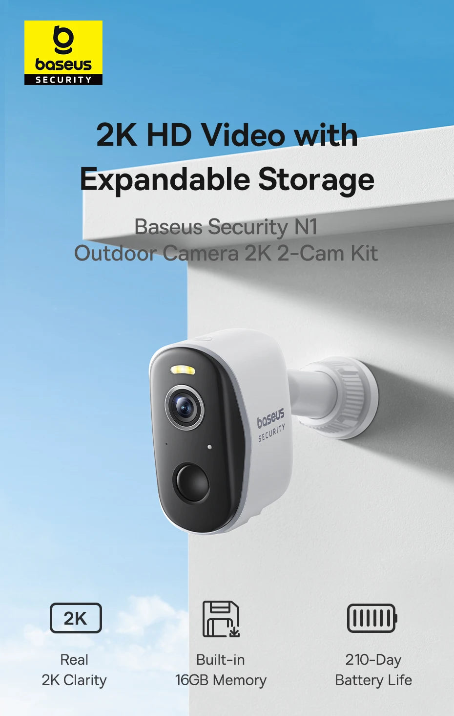 BASEUS N1 Series 2K Smart Home Security Camera Kit