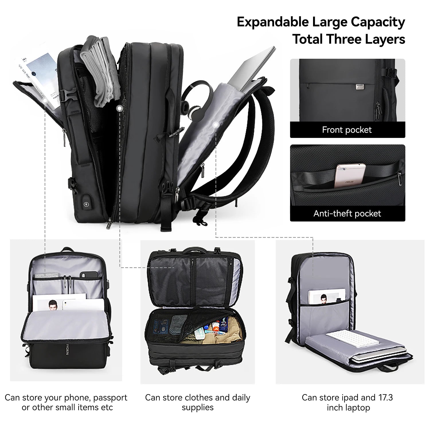 MARK RYDEN MR8057 Expansion Business Travel Backpack