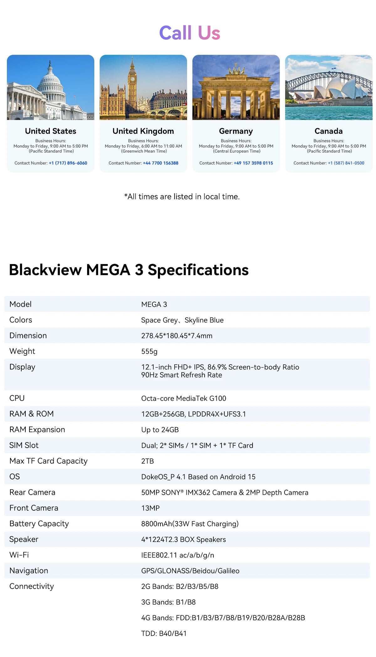 BLACKVIEW Mega 3 12.1" FHD 4G Android Tablet - 256GB