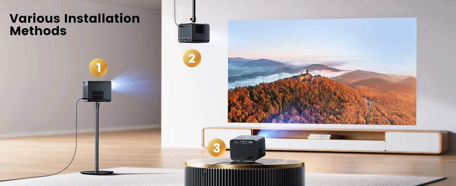 WiMius 30000 Lumens 4k Portable Bluetooth Home Cinema Projector