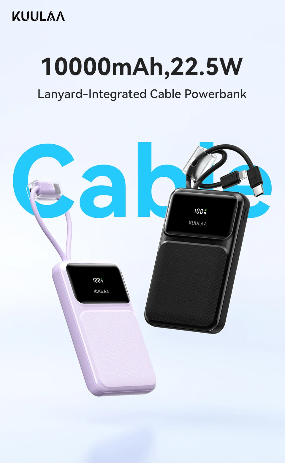 KUULAA 22.5W 10000mAh Quick Charging Portable Charger and Power Bank