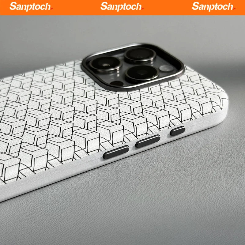 Geometric Pattern Leather MagSafe Case for Apple iPhone