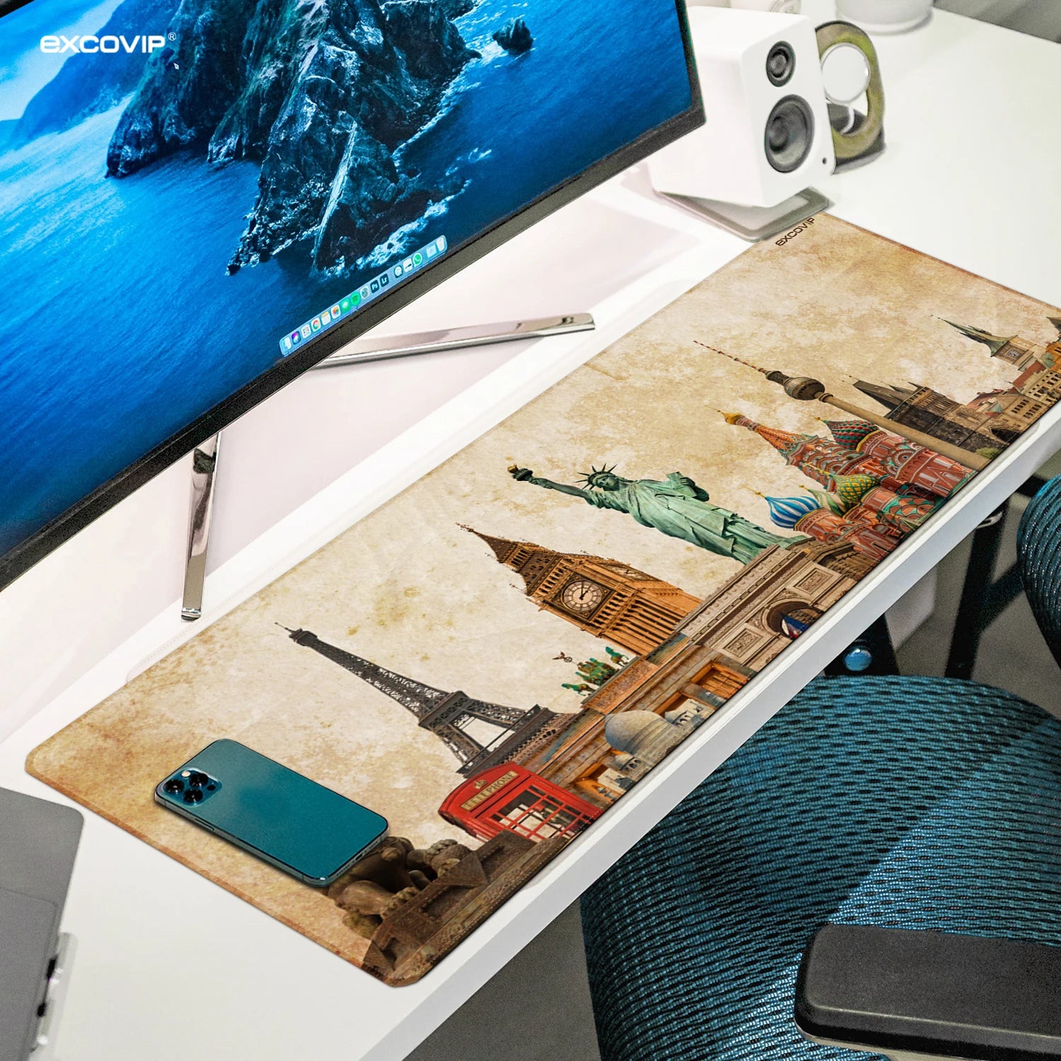 EXCO Non-Slip Landmark Desk Mat & Gaming Pad