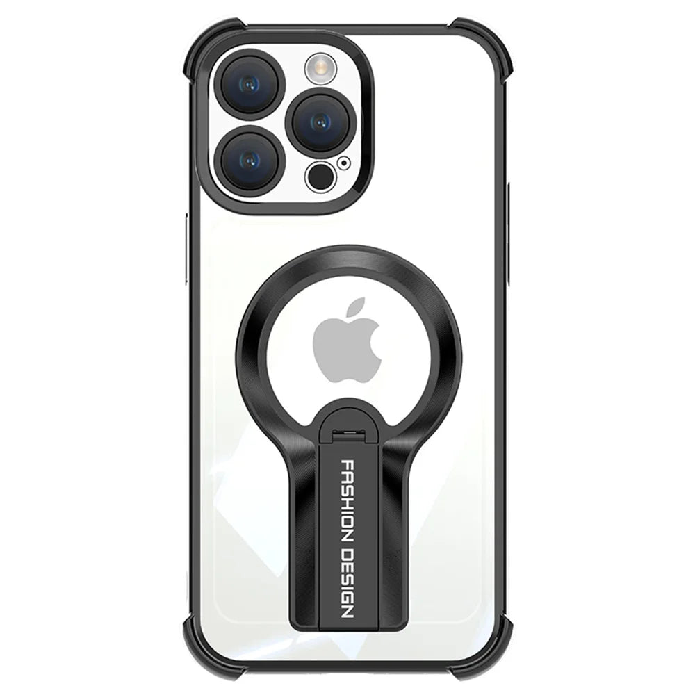 Transparent MagSafe Armor Case for iPhone with Stand