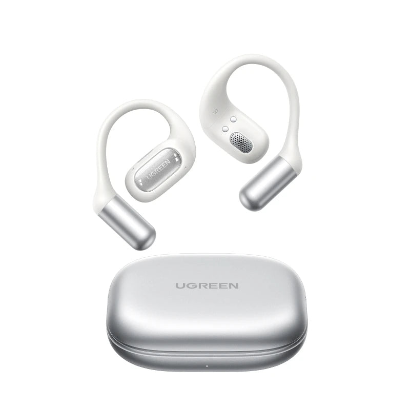 UGREEN wireless earbuds with charging case on a white background
