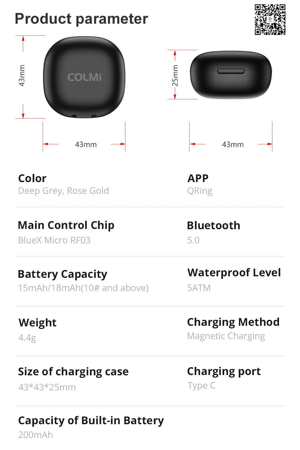 COLMI R03 Smart Ring with Charging Case