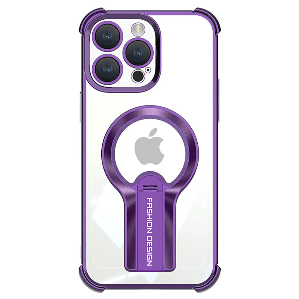 Transparent MagSafe Armor Case for iPhone with Stand