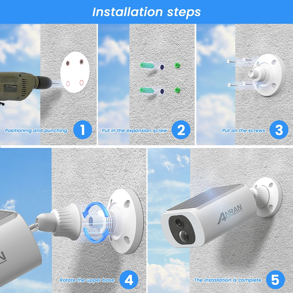 ANRAN 3MP Solar Powered Smart Home Security Camera Kit