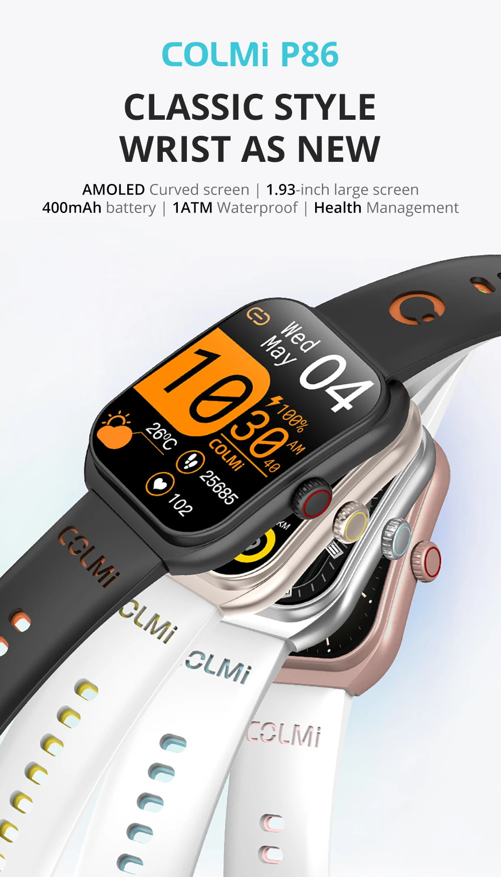 COLMI P86 1.93" AMOLED Smart Watch