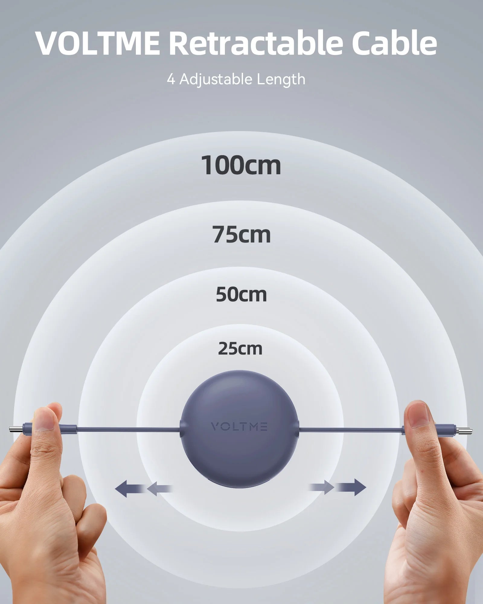 VOLTME 100W Retractable Type-C to Type-C Charging and Data Cable
