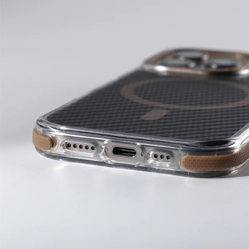 Carbon Fibre Texture MagSafe Shockproof Case for iPhone