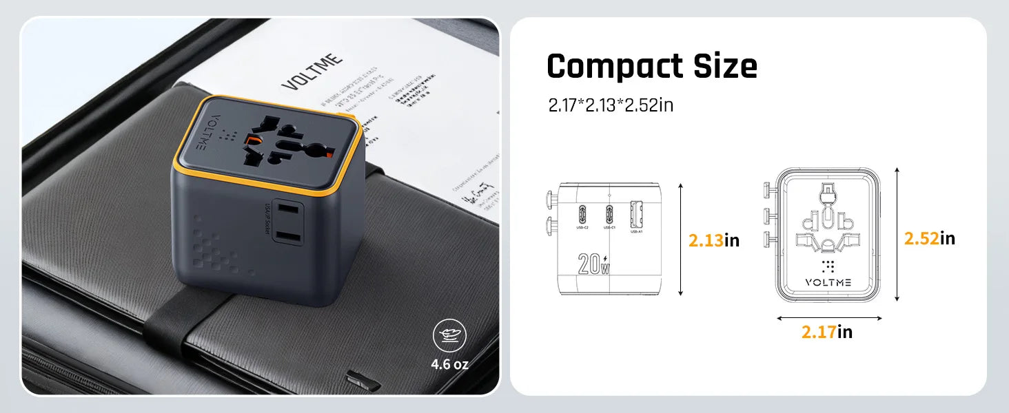 VOLTME Vito Go EzTravel 5in1 Universal Travel Adapter