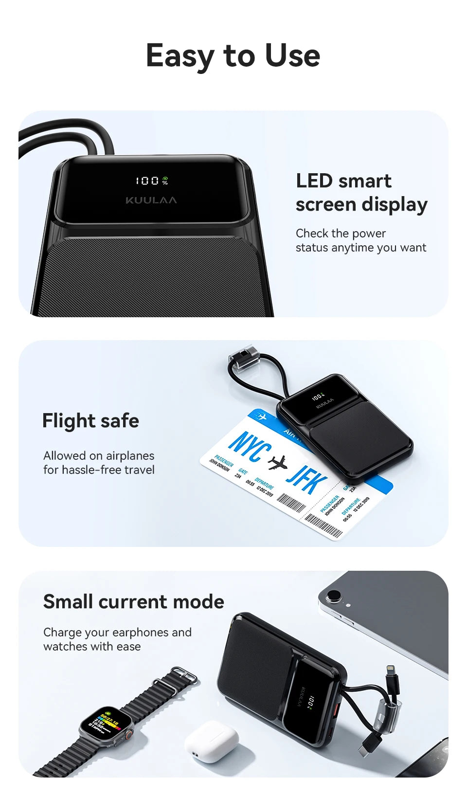 KUULAA 22.5W 10000mAh Quick Charging Portable Charger and Power Bank