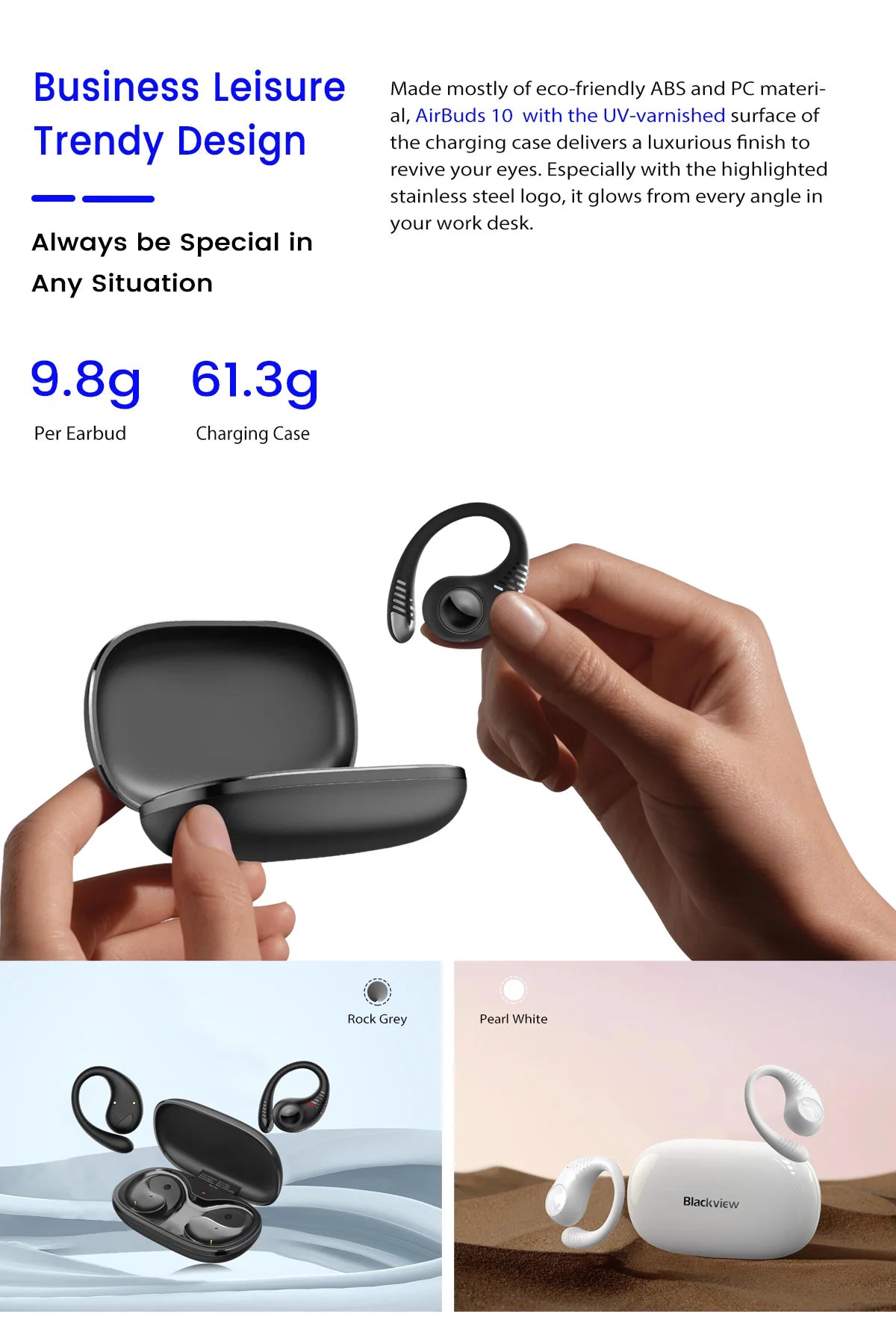 BLACKVIEW AirBuds 10 Bluetooth Wireless Open Ear Headphones