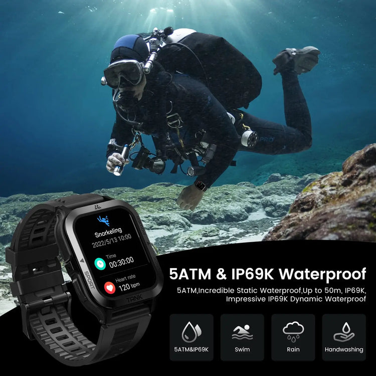 KOSPET Tank M2 1.96 AMOLED Military Style Smart Watch Best Smart Fitness Band by Gadgman