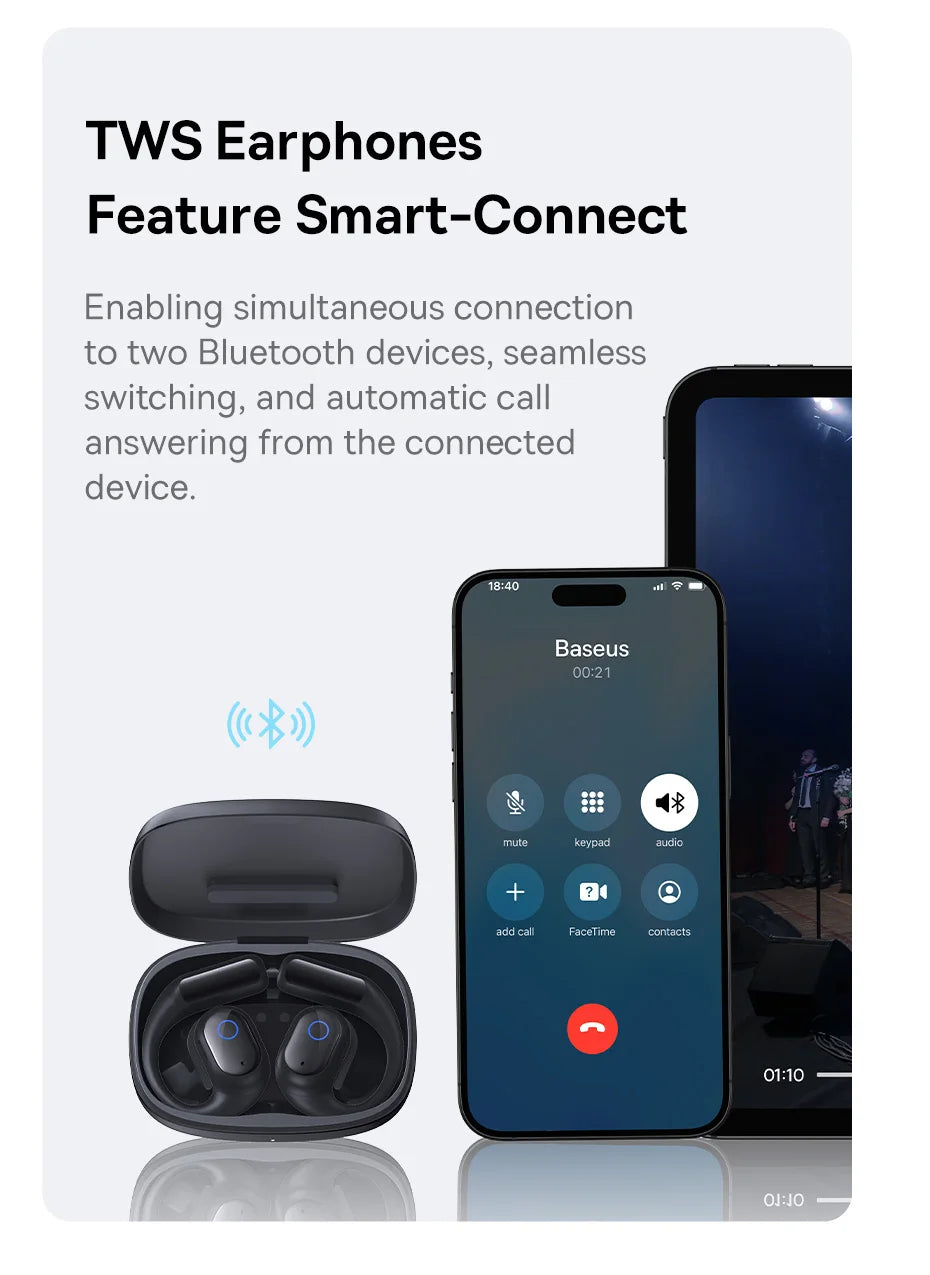 BASEUS Eli 10i Fit Bluetooth Wireless Open Ear Headphones