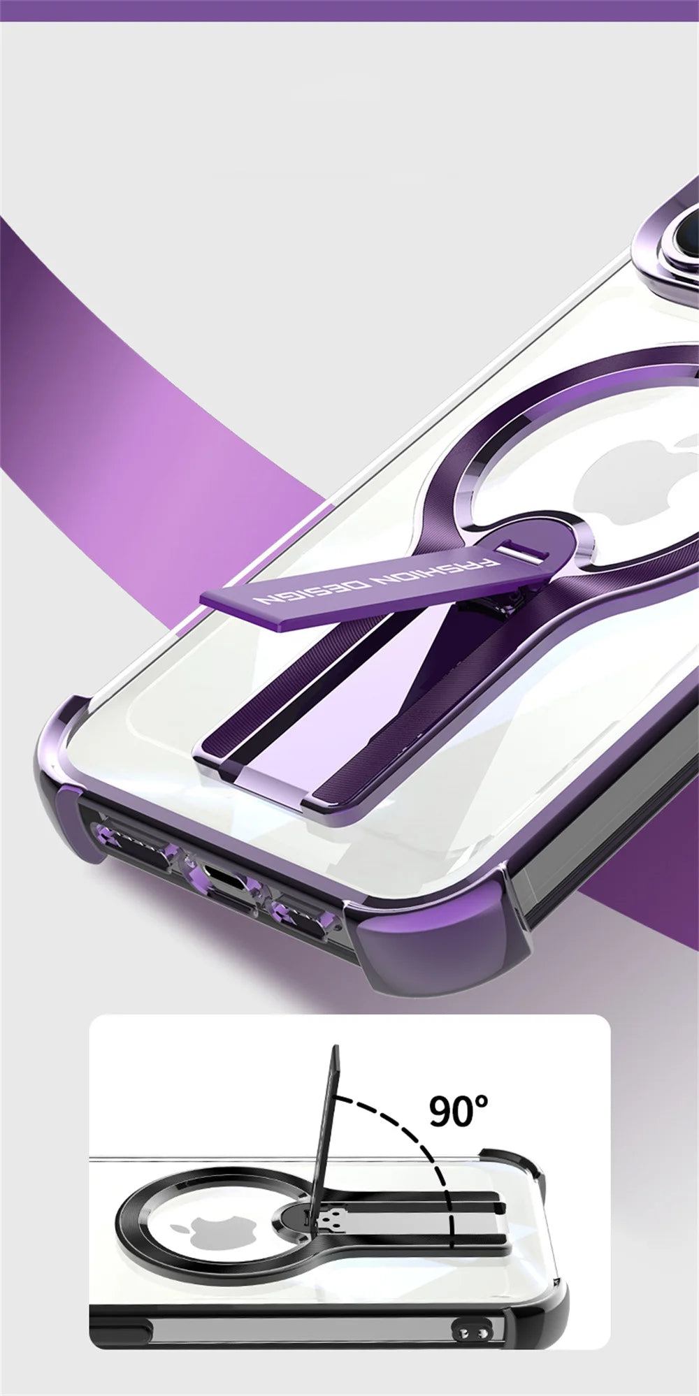 Transparent MagSafe Armor Case for iPhone with Stand