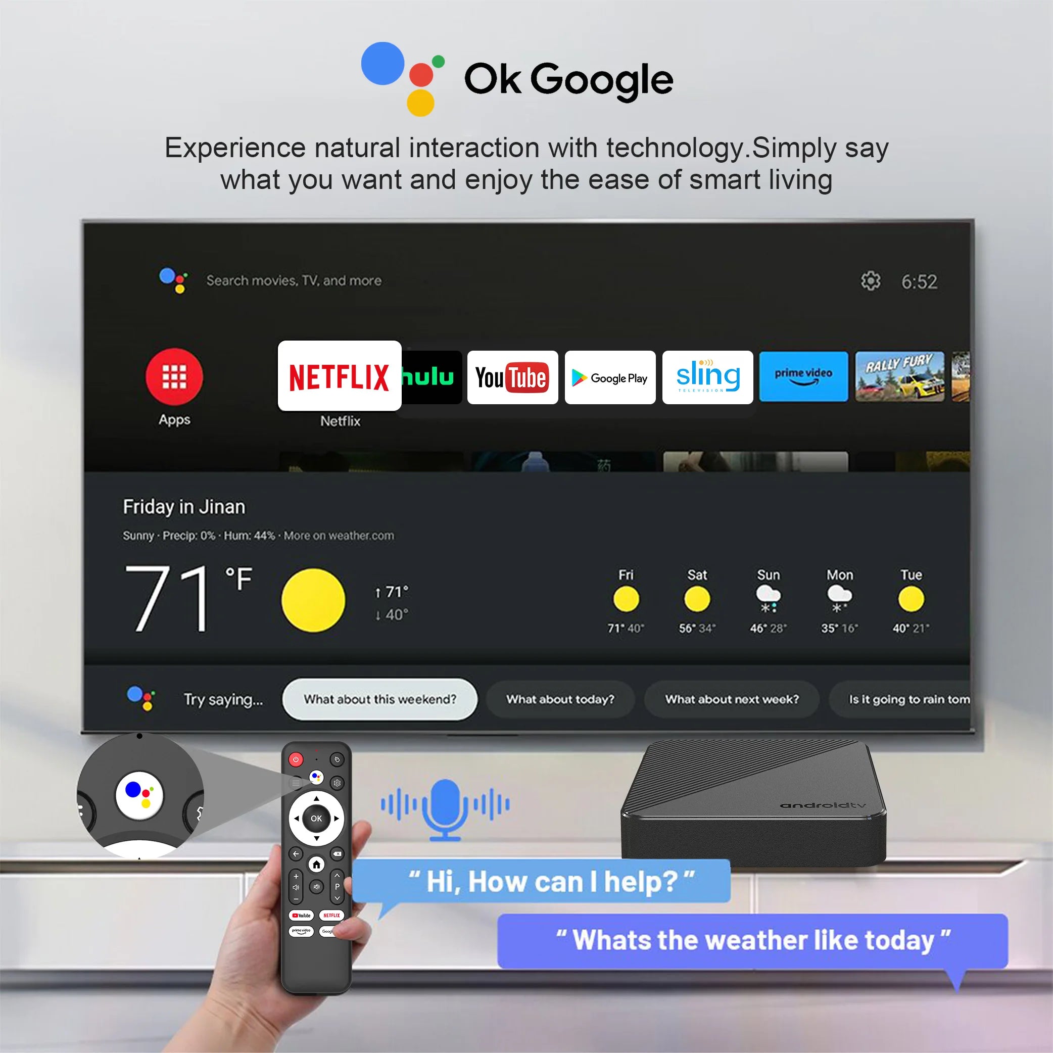 MORTAL T1S 4K Android TV Box with Google Assistant