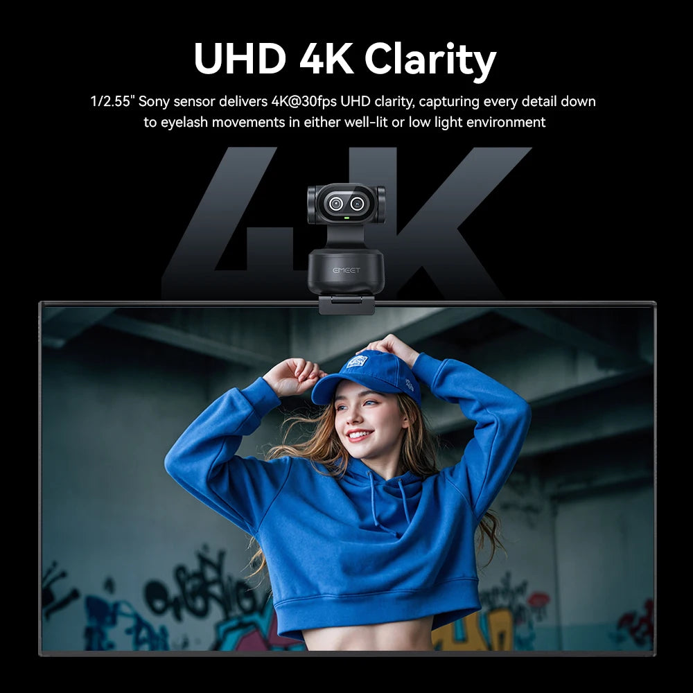 EMEET PIXY 4K Dual-Lense AI Tracking Streaming Webcam