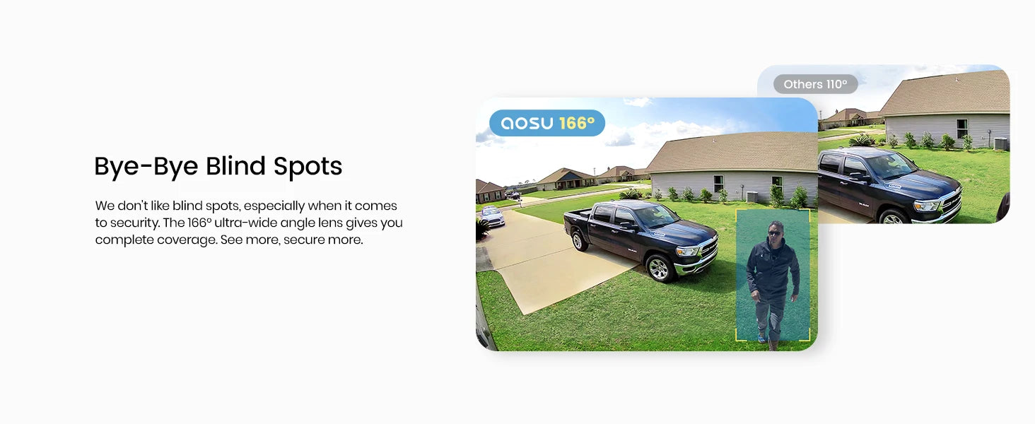 AOSU 3MP Solar Powered Wireless Home Security Smart Camera Kit - 2pk